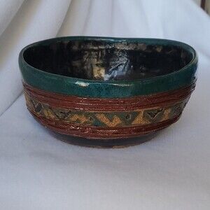 Hand Thrown Bowl  -  Asian Pottery Piece artist inscribed